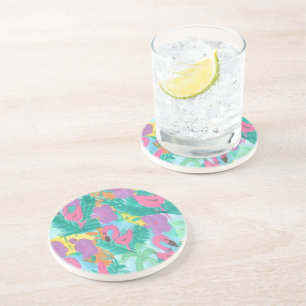 Posavasos Patrón de jungla tropical de flamenco