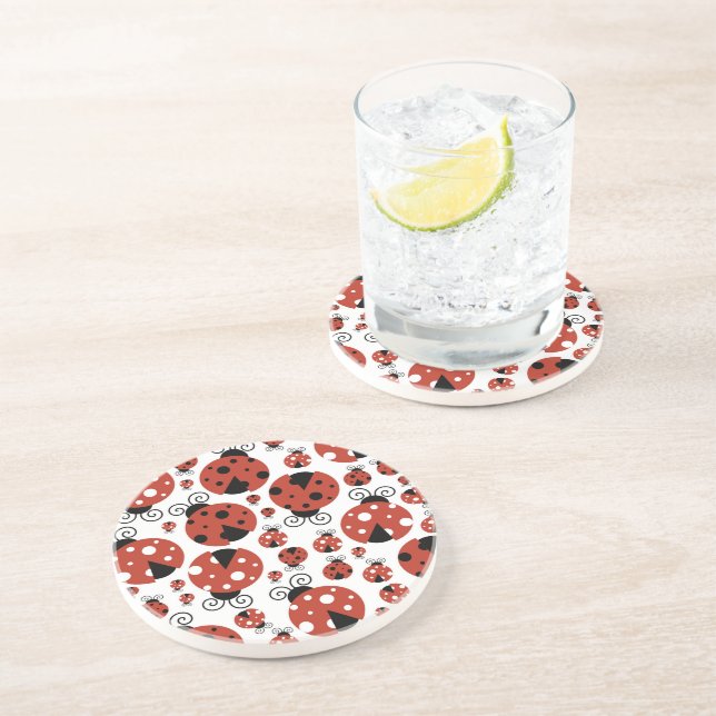 Posavasos Patrón De Ladybugs, Cute Ladybugs, Red Ladybugs (Lado)