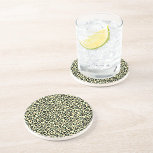 Posavasos Patrón de leopardo en verde menta sobre avena