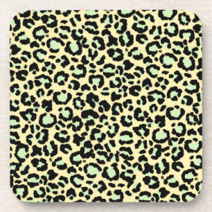 Posavasos Patrón de leopardo en verde menta sobre avena