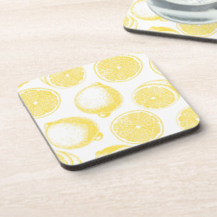 Posavasos Patrón de limón dibujado a mano