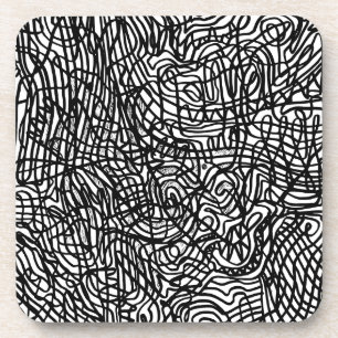 Posavasos Patrón de líneas blancas y negras abstractas