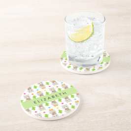 Posavasos Patrón De Llamas, Alpacas, Cactus, Tu Nombre