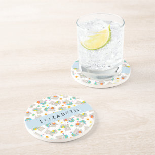 Posavasos Patrón De Llamas, Alpacas, Flores, Tu Nombre