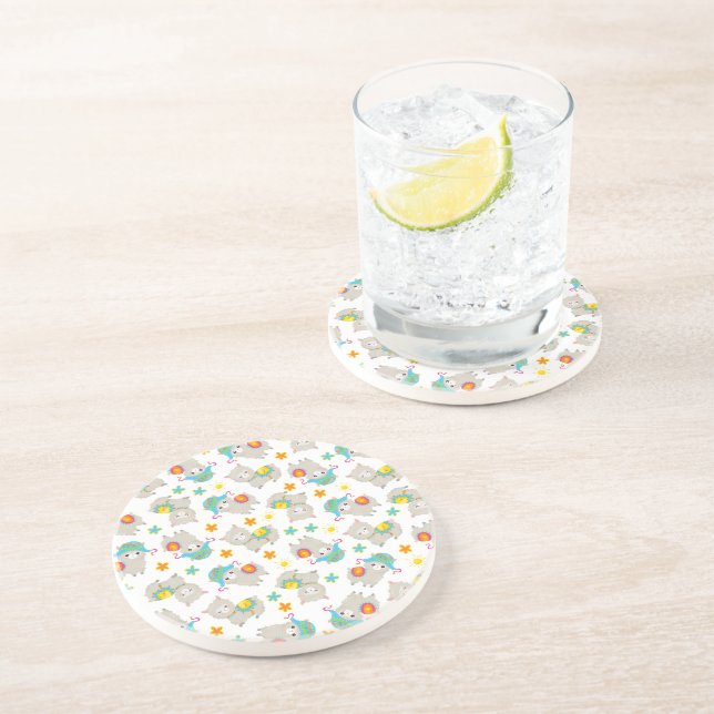 Posavasos Patrón De Llamas, Llamas Cutas, Alpacas, Flores (Lado)