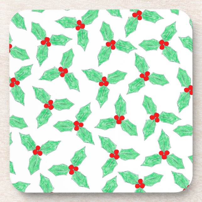 Posavasos Patrón de los navidades holly berries (Frente)