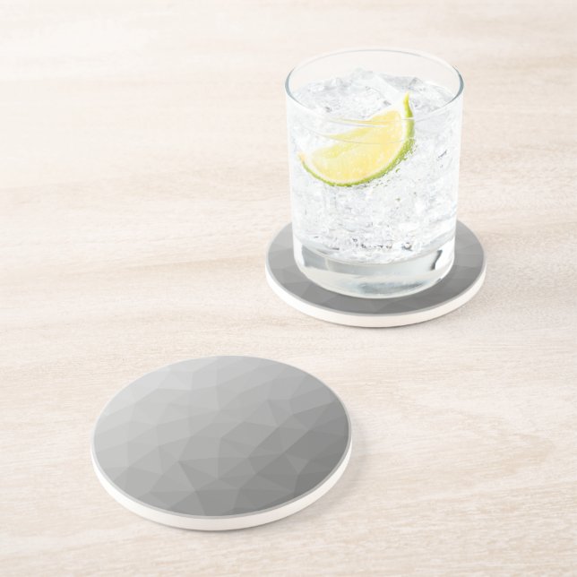 Posavasos Patrón de malla geométrica de gradiente gris (Lado)