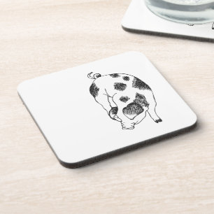 Posavasos Patrón de manchas de vaca y cerdo dibujado a mano