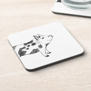Posavasos Patrón de manchas de vaca y cerdo dibujado a mano