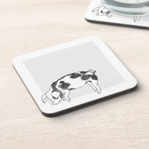 Posavasos Patrón de manchas de vaca y cerdo dibujado a mano