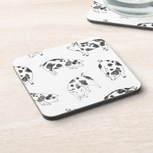 Posavasos Patrón de manchas de vaca y cerdo dibujado a mano 