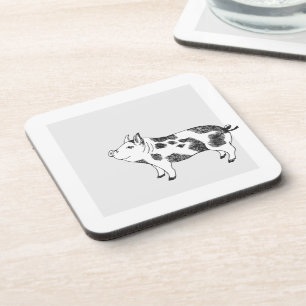 Posavasos Patrón de manchas de vaca y cerdo dibujado a mano