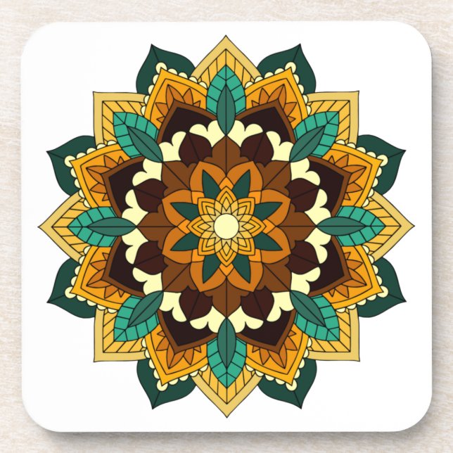 Posavasos Patrón de Mandala 02 en la montaña rusa amarilla y (Frente)