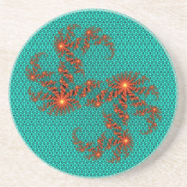 Posavasos Patrón de mandala abstracto negro teal