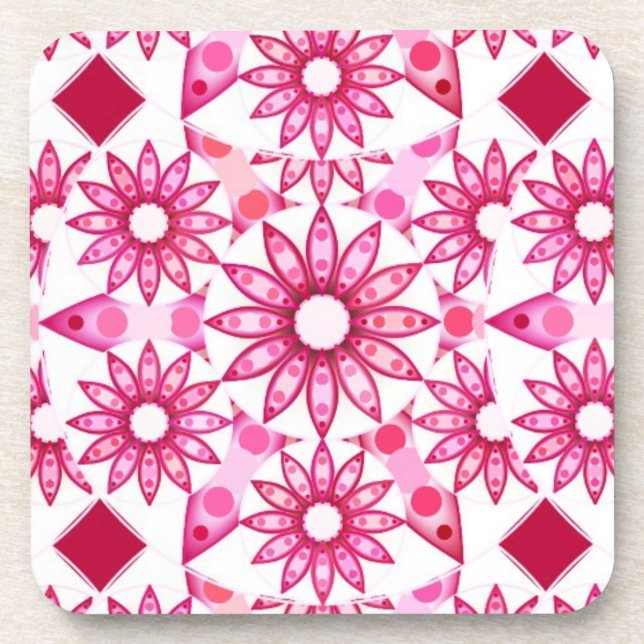 Posavasos Patrón de Mandala en tonos rosas, marrones (Frente)