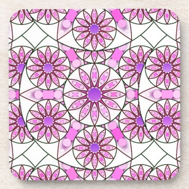 Posavasos Patrón de Mandala, lavanda, rosa, rosa caliente, b (Frente)