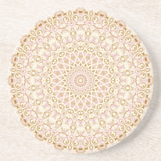 Posavasos Patrón de Mandala Moderno Rubor Dorado (Frente)