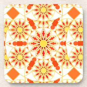 Posavasos Patrón de Mandala, rojo ladrillo, óxido, oro