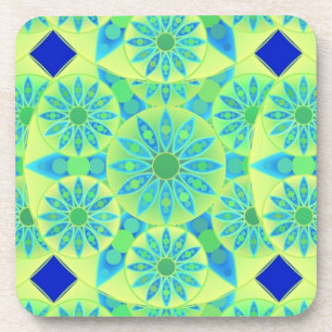 Posavasos Patrón de Mandala, turquesa, azul, verde tilo