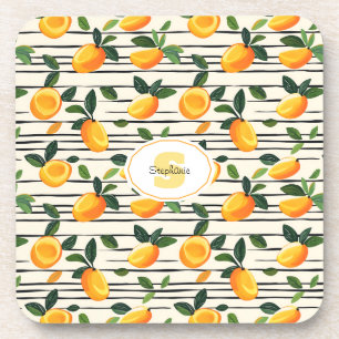 Posavasos Patrón de mango de color de agua con hojas verdes