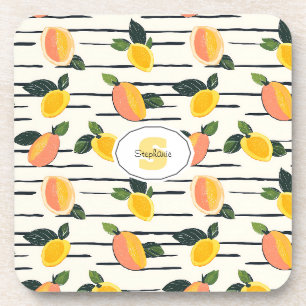 Posavasos Patrón de mango de color de agua con hojas verdes 
