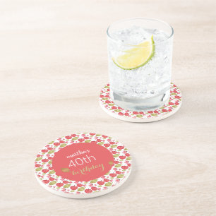 Posavasos Patrón de manzana roja linda acuarela pintado a ma