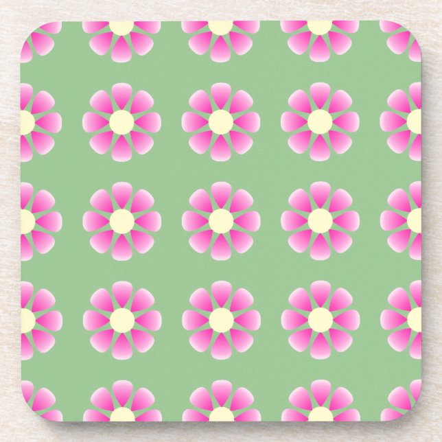 Posavasos Patrón de margarita rosa (Frente)