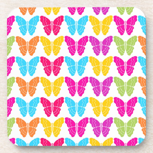Posavasos Patrón de mariposa de arco iris brillante (Frente)