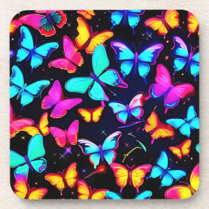 Posavasos Patrón de mariposa de neón