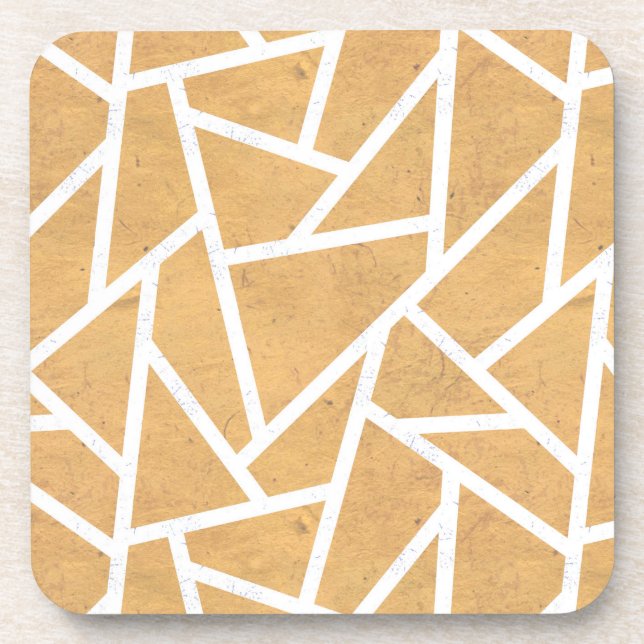 Posavasos Patrón de mosaico amarillo y blanco (Frente)