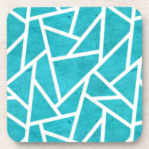 Posavasos Patrón de mosaico azul-verde y blanco