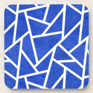 Posavasos Patrón de mosaico azul y blanco real