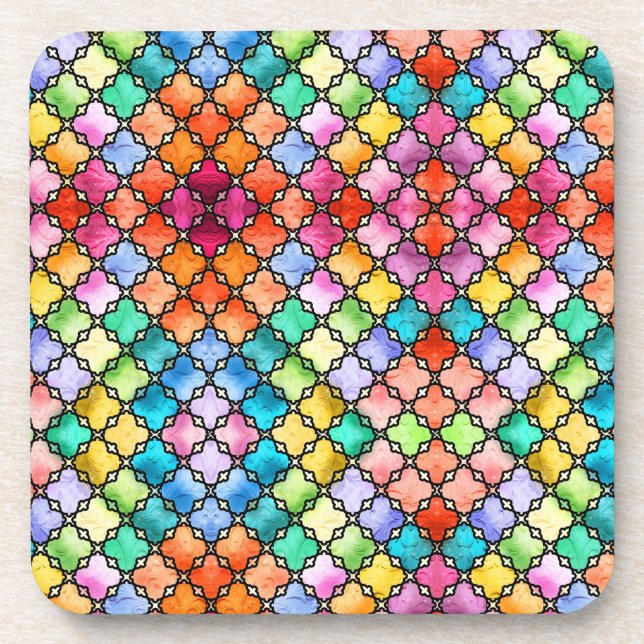 Posavasos Patrón de mosaico del arco iris (Frente)