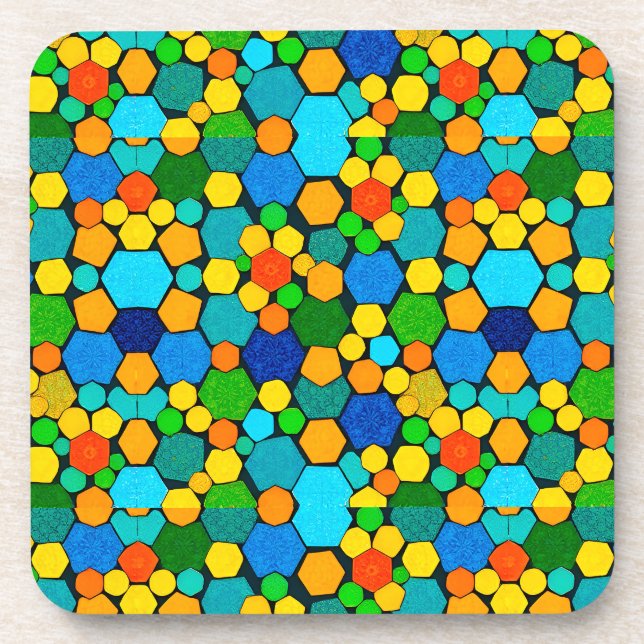 Posavasos Patrón de mosaico geométrico abstracto (Frente)