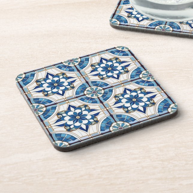 Posavasos Patrón de mosaico marroquí organizado#4 ID1078 bla (Lado Izquierdo)