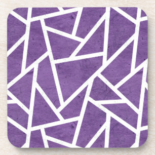 Posavasos Patrón de mosaico morado y blanco