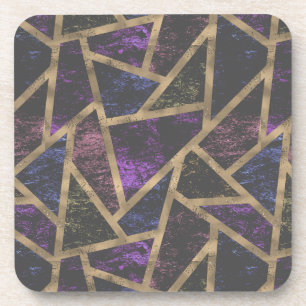 Posavasos Patrón de mosaico morado y dorado