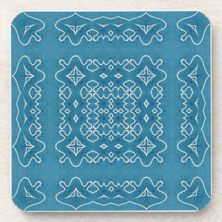 Posavasos Patrón de mosaico ornamental azul - Geométrico int