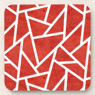 Posavasos Patrón de mosaico rojo y blanco
