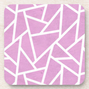 Posavasos Patrón de mosaico rosa y blanco