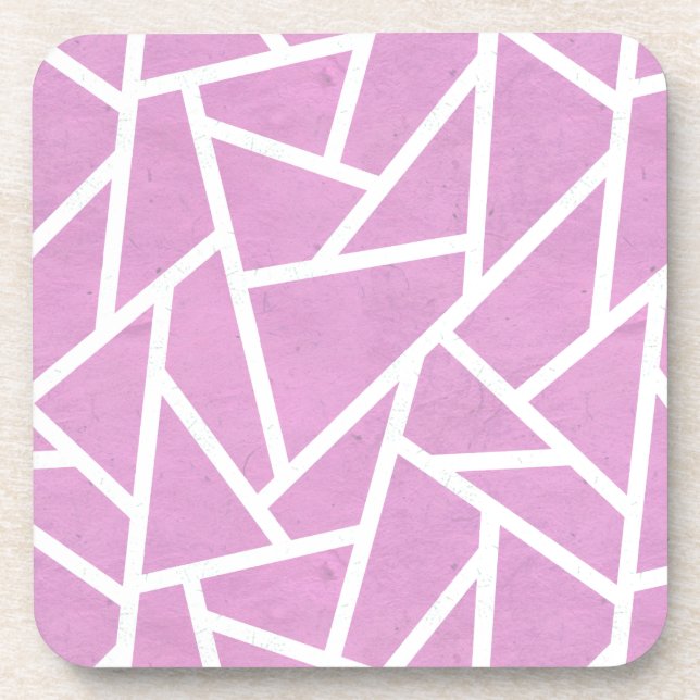 Posavasos Patrón de mosaico rosa y blanco (Frente)
