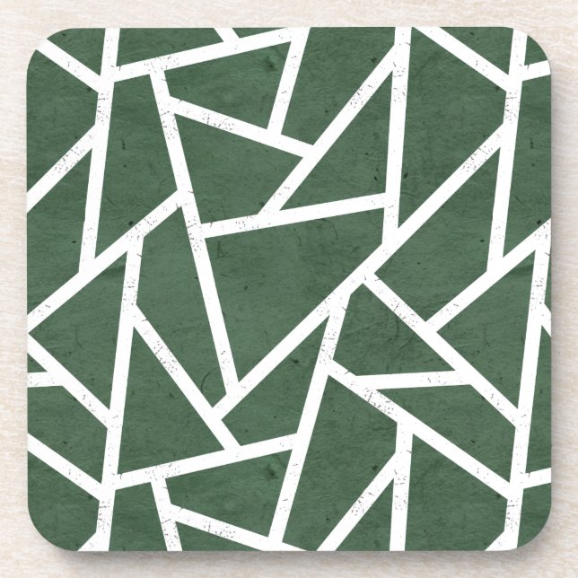 Posavasos Patrón de mosaico verde y blanco (Frente)