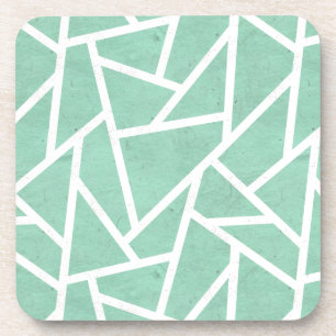 Posavasos Patrón de mosaico verde y blanco de la pintura