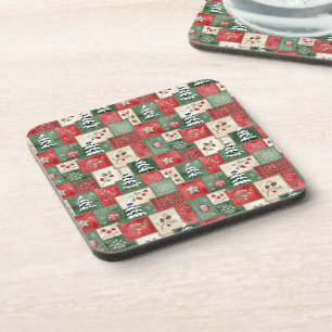 Posavasos Patrón de Navidad de patchwork campestre