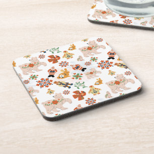 Posavasos Patrón de Navidades de flores cortas con Santa