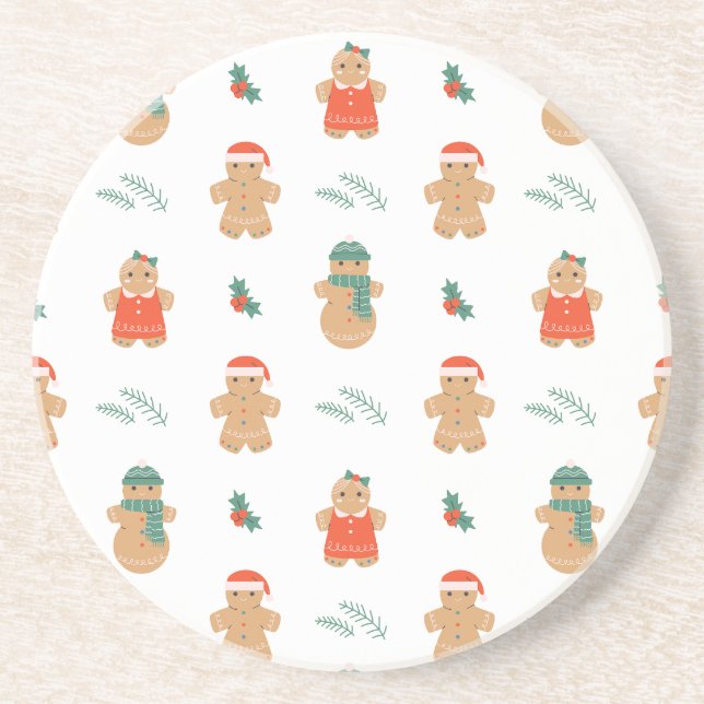 Posavasos Patrón de Navidades de galletas de pan de jengibre (Frente)