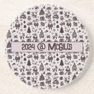 Posavasos Patrón de Navidades de Sepia de personalizable