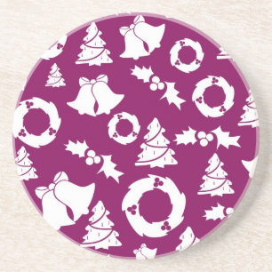 Posavasos Patrón de Navidades púrpura