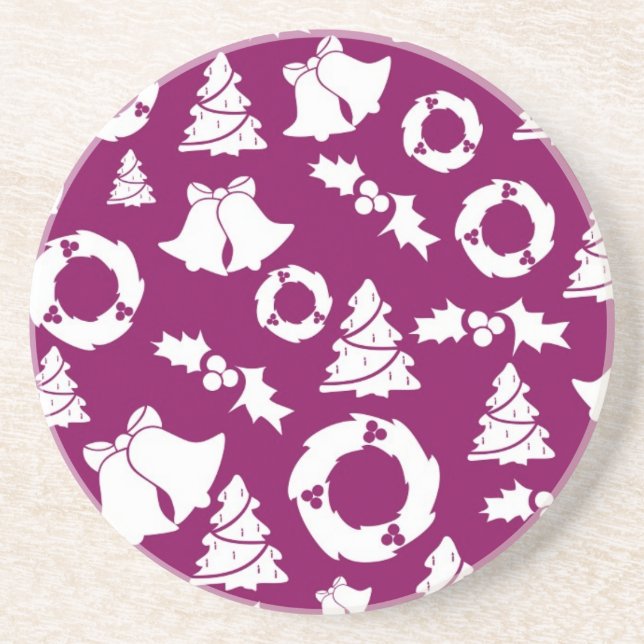Posavasos Patrón de Navidades púrpura (Frente)