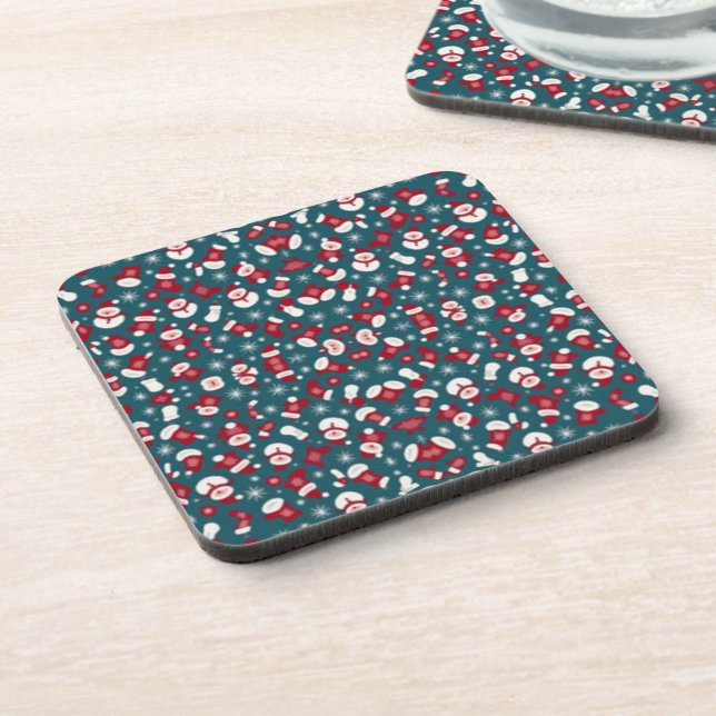 Posavasos Patrón de Navidades rojo y azul (Lado Izquierdo)